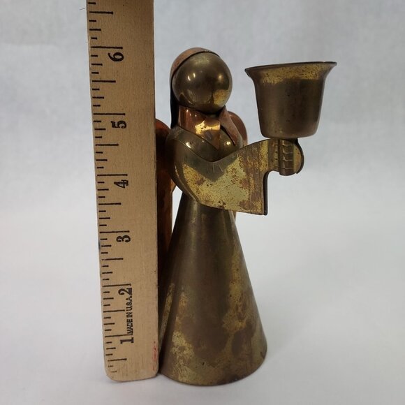 D.H.Holmes Angel Nun Candleholders Copper Brass Christmas Candle Set 4 MCM VTG - Picture 12 of 16